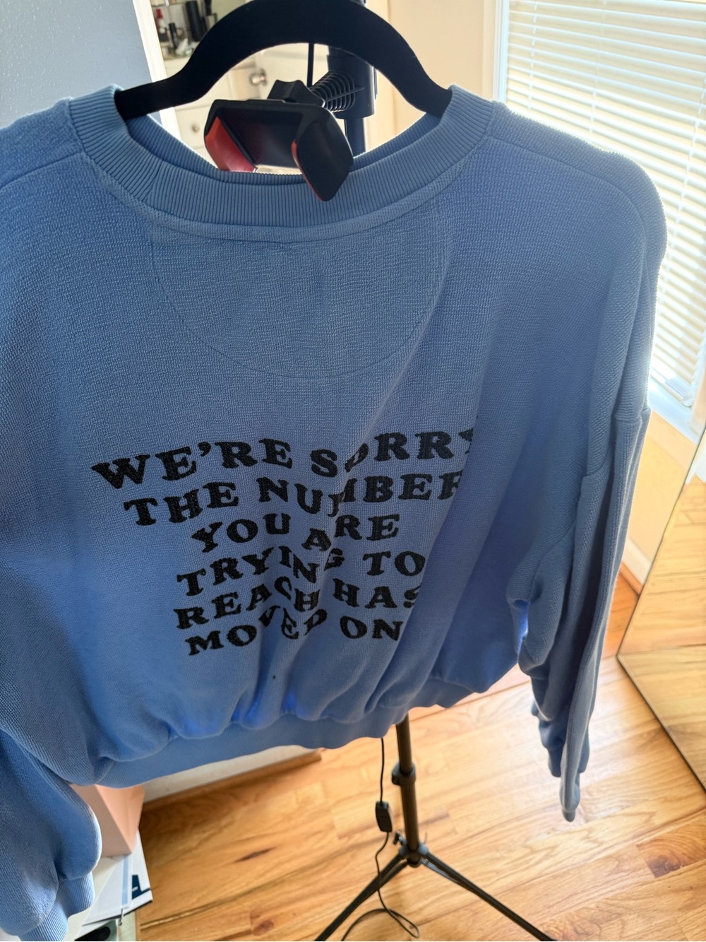 Boys Lie Light Blue Crewneck Sweatshirt with Black Arch Logo - Picture 3 of 4